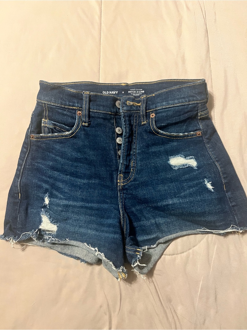Old Navy Dark Wash Distressed High-Rise Denim Shorts
